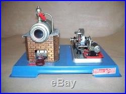 Vintage Wilesco D-10 German Toy Steam Engine Model Marine Steam Plant. Blue NR
