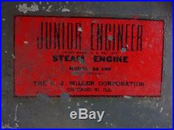 Vtg K. J. Miller Junior Engineer Steam Engine Toy SE 100 with Org Box Plans & Parts