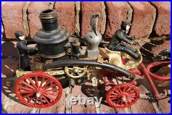 Vtg Utexiqual Horse Drawn Fire Dept. Steamer Steam Engine Truck Toy Repro 1960's