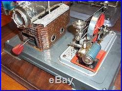 Wilesco D10 Toy Steam Engine with Double Acting Piston on Real Walnut Board