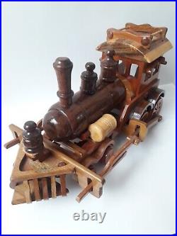 Wooden Movable Steam Train-Handmade, Train decor, Vintage Model Train, Train Engine