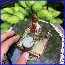 Wow! Antique Rare Lead Tin Soldier Drum Steam Engine Accessory Toy Doll Germany